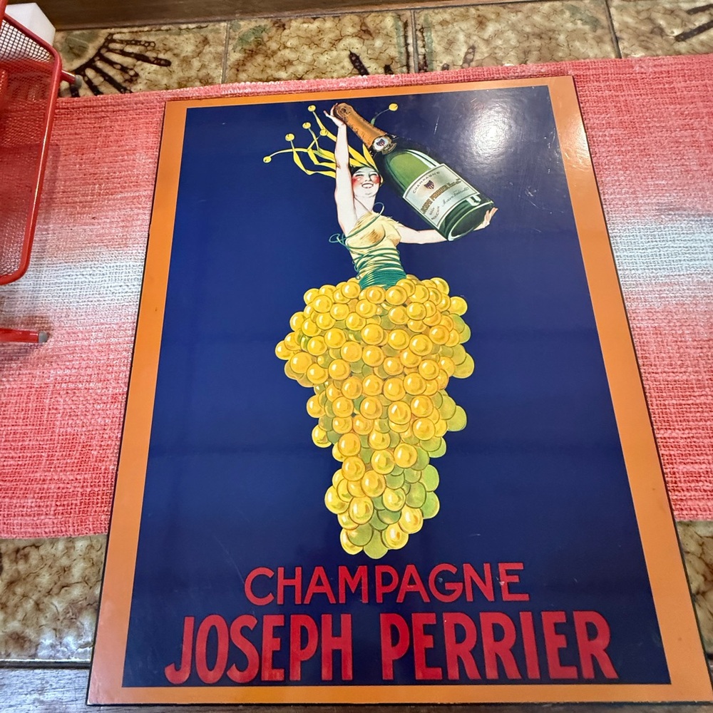 Champagne Joseph Perrier French Advertising Art Poster Wood Mount